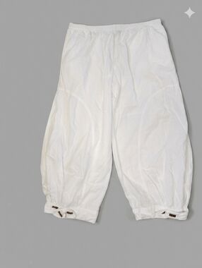 Focus Casual Life White Cotton Gauze Lagenlook Pants Size Xl Artsy Boho Cotton